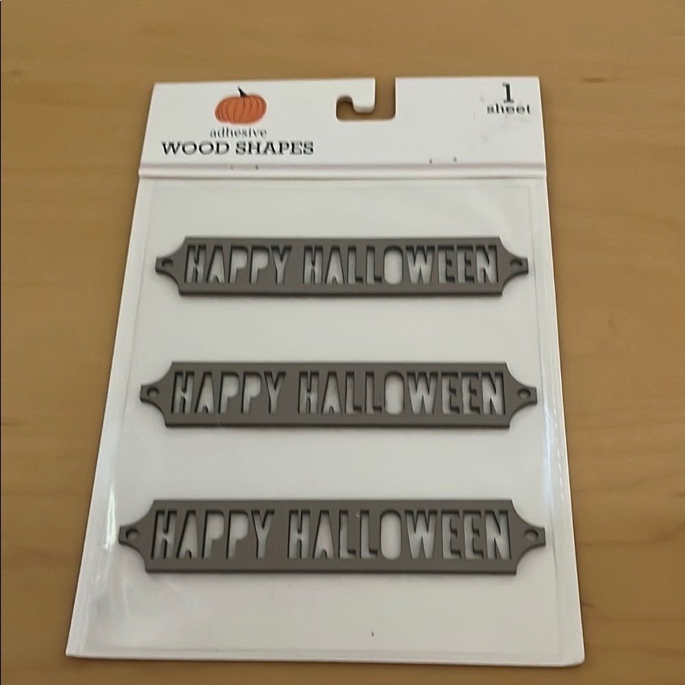 Gray Happy Halloween Wood Shapes